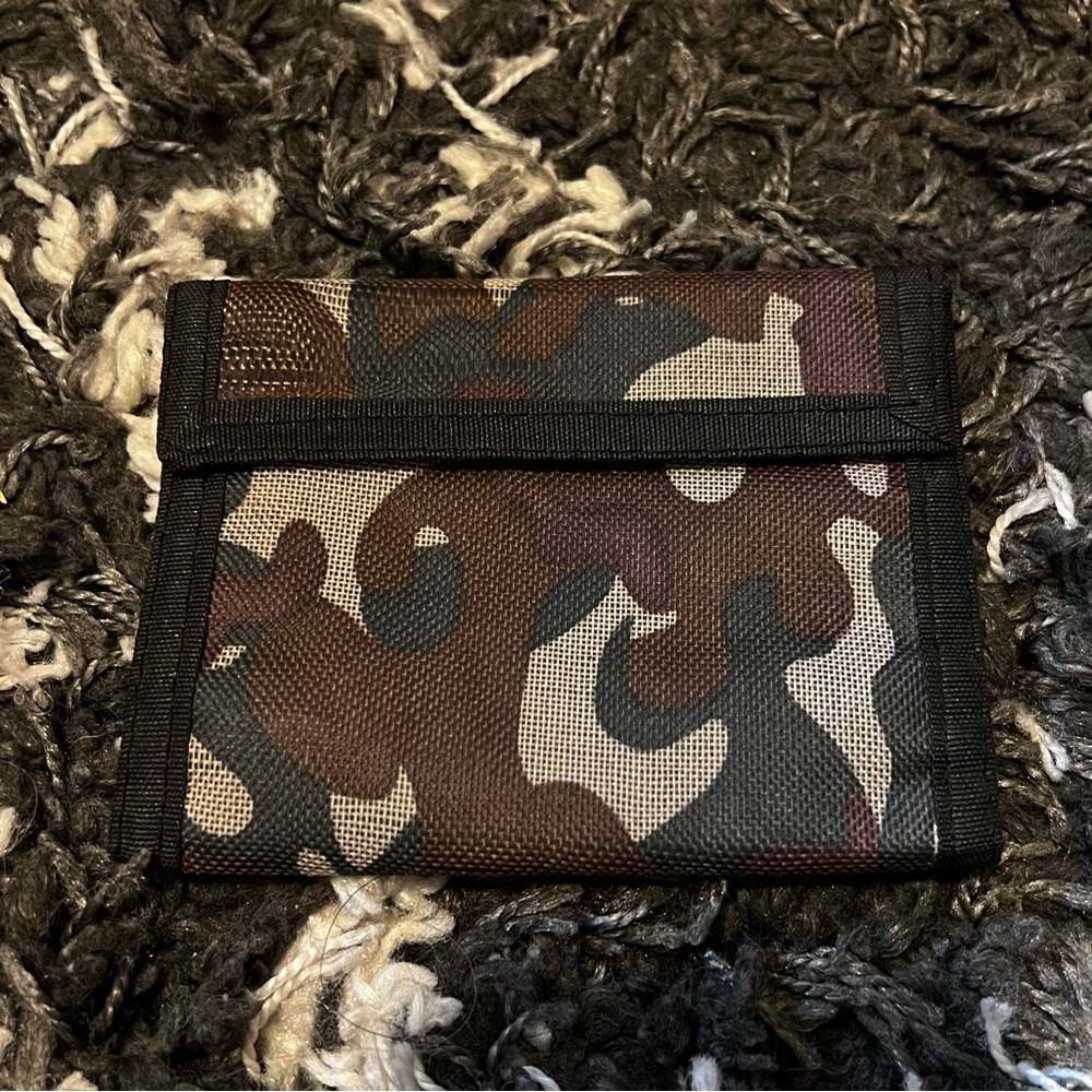 Camo Wallet Mens Camouflage Velcro Black Zipper Tri Fold